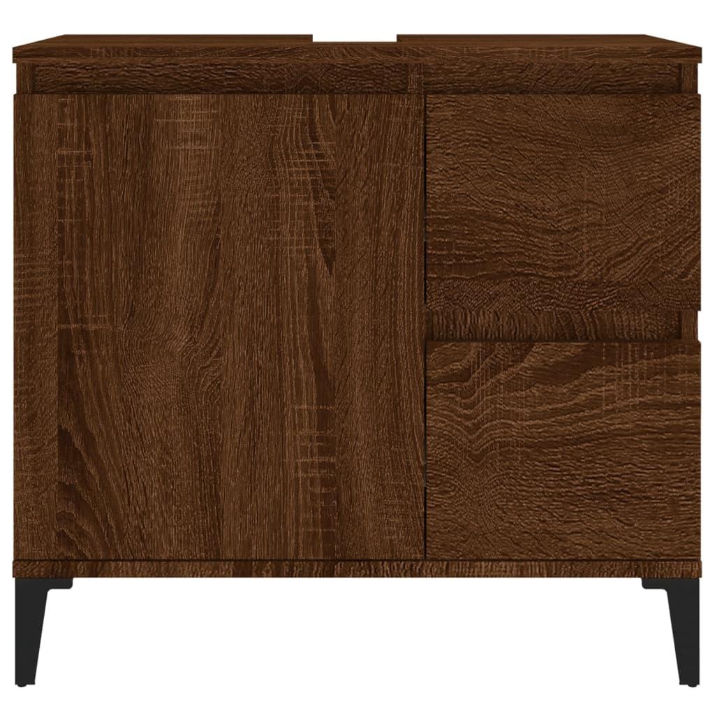 Bathroom Cabinet Brown Oak 65x33x60 cm Engineered Wood