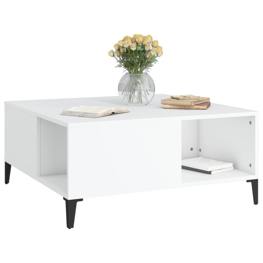 Coffee Table White 80x80x36.5 cm Engineered Wood