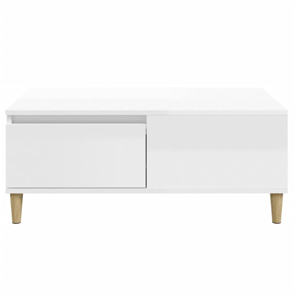 Coffee Table High Gloss White 90x50x36.5 cm Engineered Wood