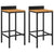 Bar Stools 2 pcs Black Poly Rattan and Solid Wood Acacia
