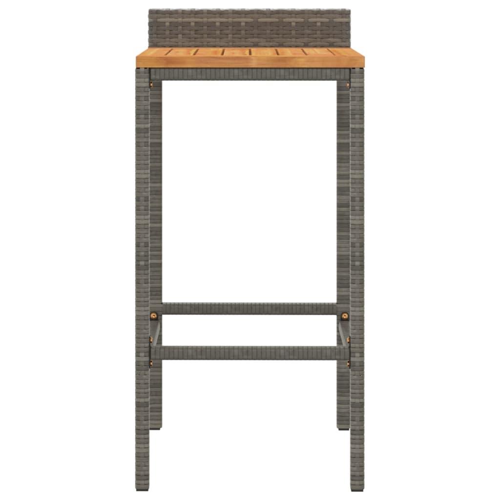 Bar Stools 2 pcs Grey Poly Rattan and Solid Wood Acacia