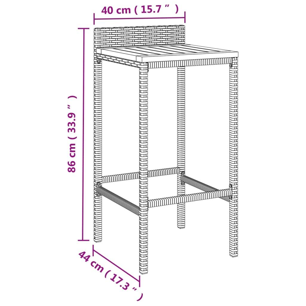 Bar Stools 4 pcs Grey Poly Rattan and Solid Wood Acacia
