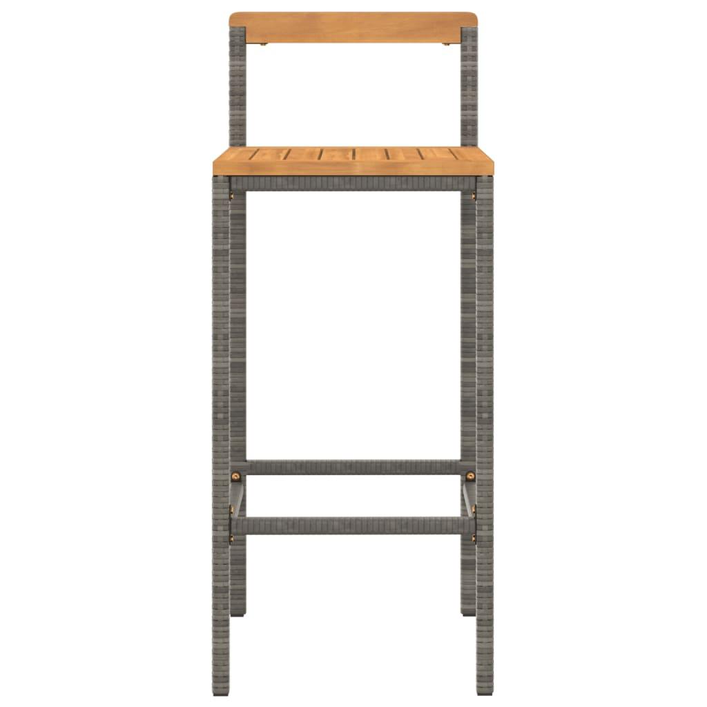 Bar Stools 2 pcs Grey Poly Rattan and Solid Wood Acacia