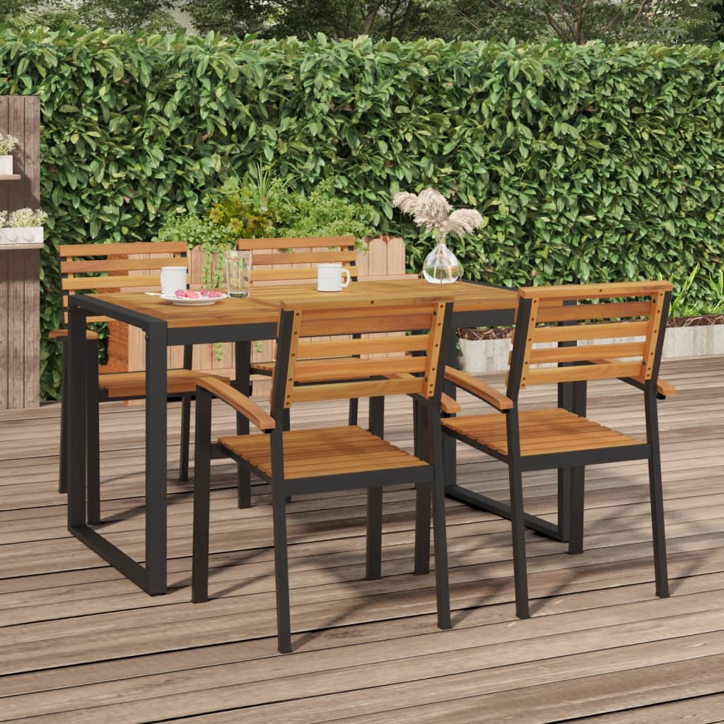 Garden Table with U-shaped Legs 140x80x75 cm Solid Wood Acacia