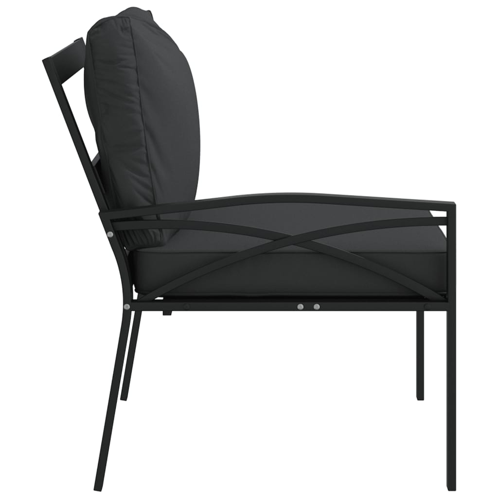 Garden Chairs with Grey Cushions 2 pcs 62x75x79 cm Steel