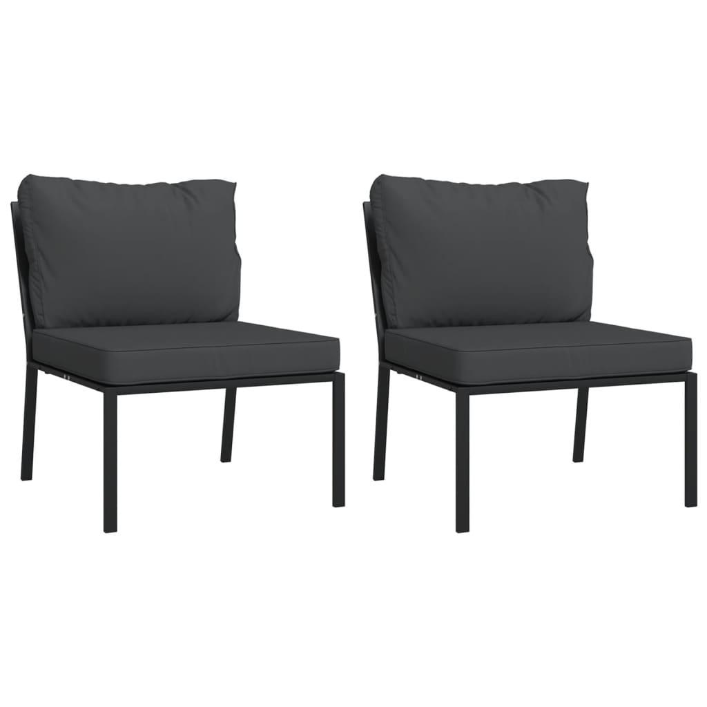 Garden Chairs with Grey Cushions 2 pcs 60x74x79 cm Steel