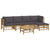 6 Piece Garden Lounge Set with Dark Grey Cushions  Bamboo