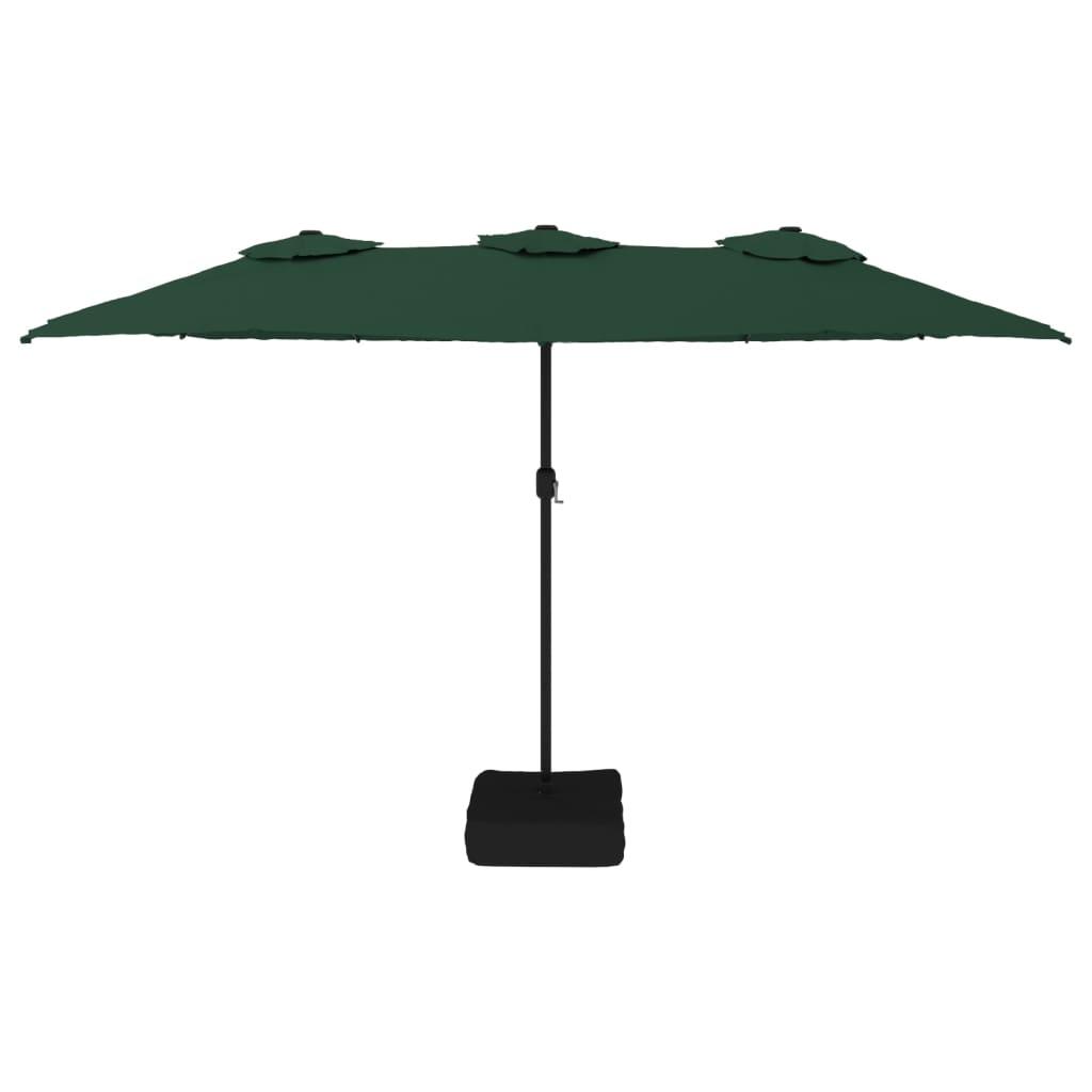 Double-Head Garden Parasol with LEDs Green 449x265 cm