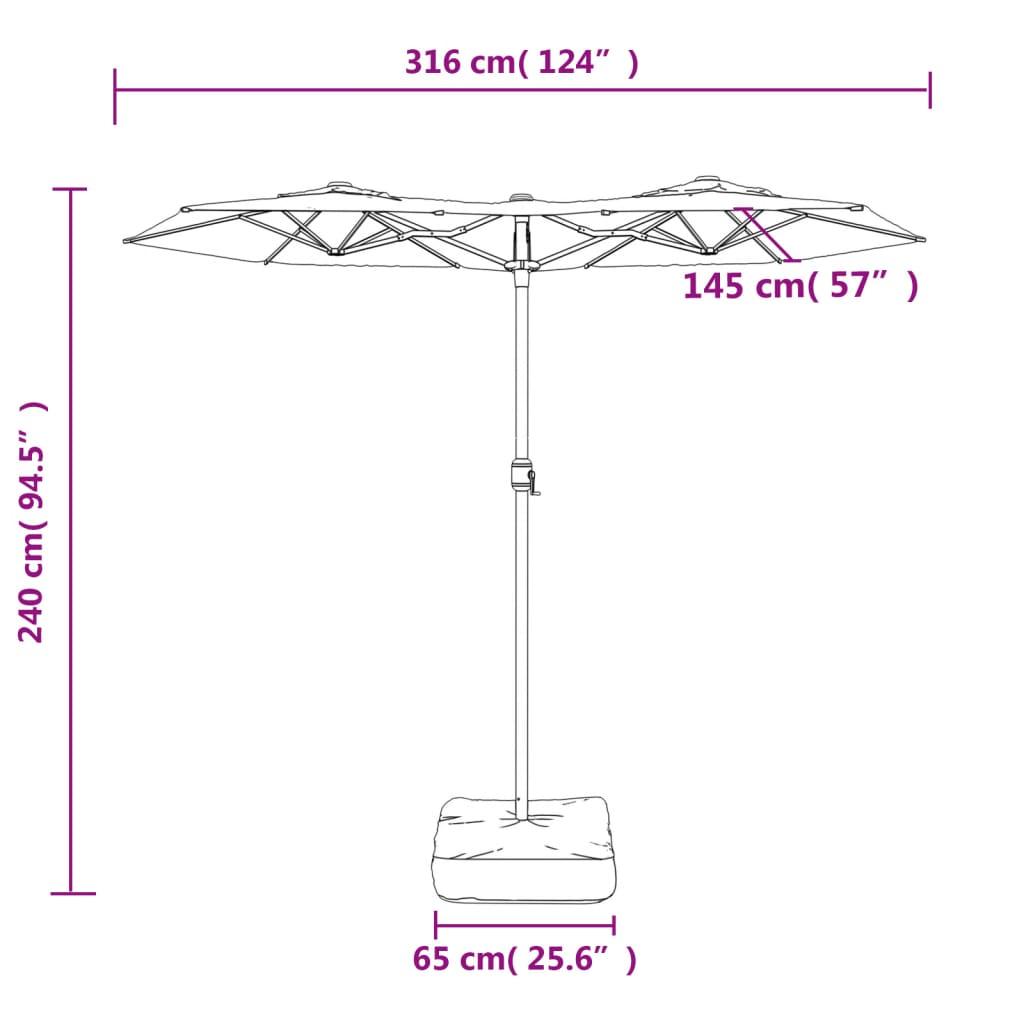 Double-Head Garden Parasol Taupe 316x145 cm
