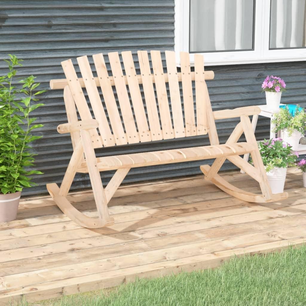 2-Seater Garden Rocking Bench 123x96x102 cm Solid Wood Spruce