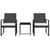3 piece Garden Dining Set with Cushions Black PP Rattan