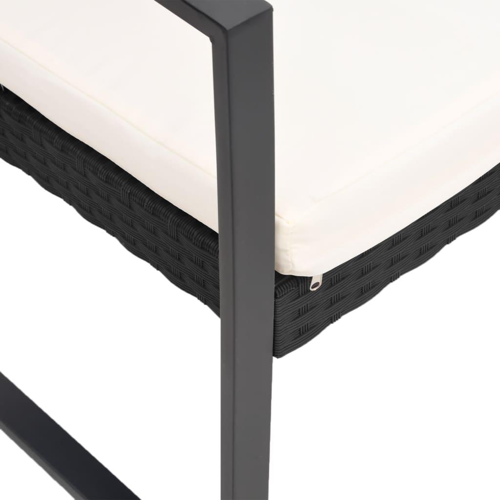 3 piece Garden Dining Set with Cushions Black PP Rattan