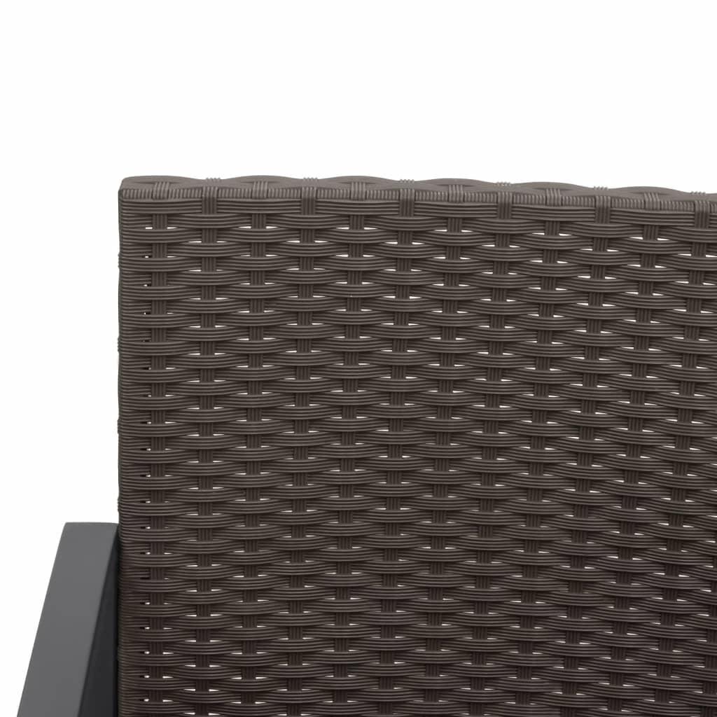 2-Seater Garden Bench with Cushions Brown PP Rattan