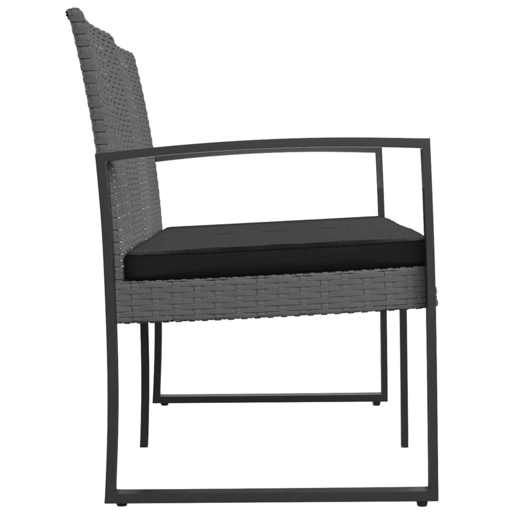 2-Seater Garden Bench with Cushions Dark Grey PP Rattan