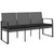 3-Seater Garden Bench with Cushions Dark Grey PP Rattan