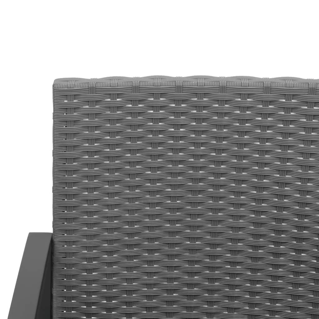 3-Seater Garden Bench with Cushions Dark Grey PP Rattan