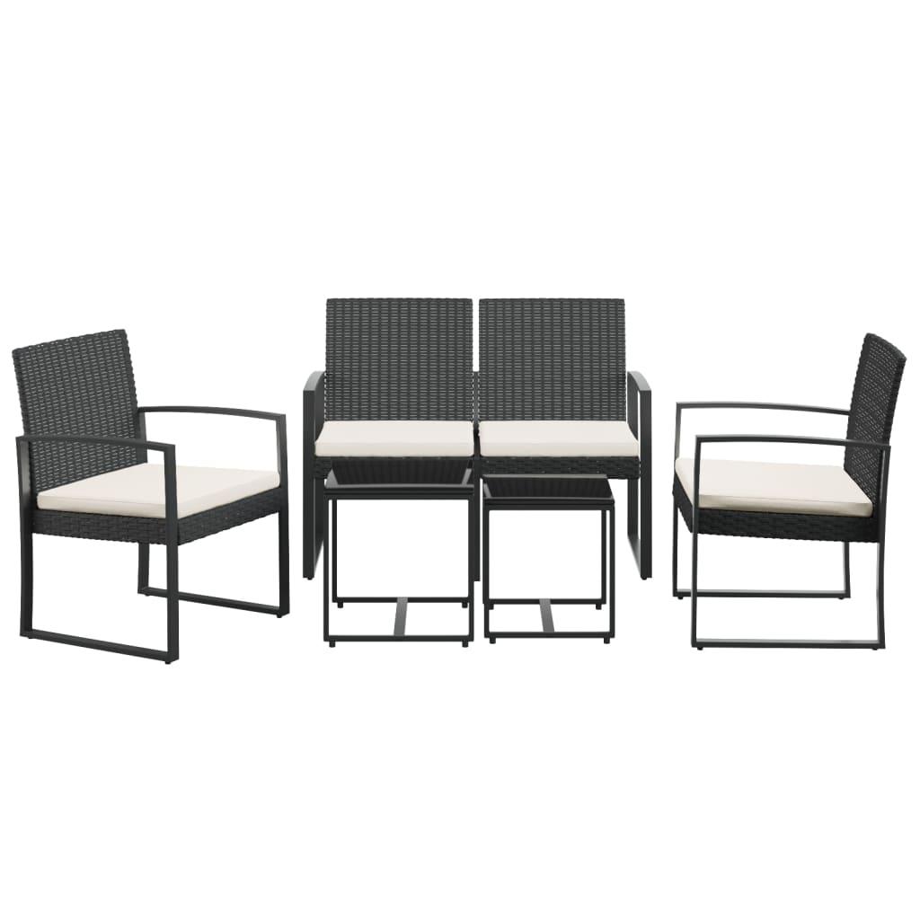 5 piece Garden Dining Set with Cushions Black PP Rattan