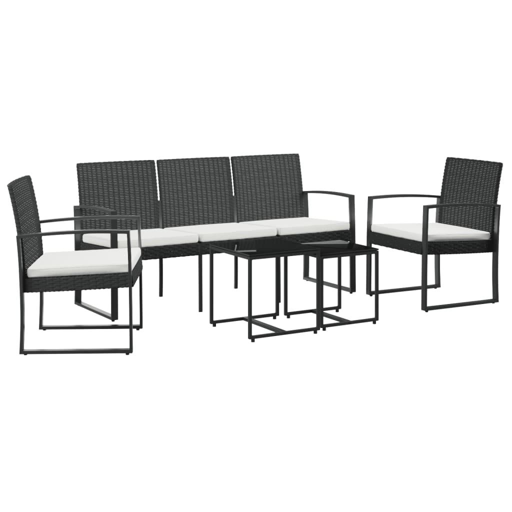 5 piece Garden Dining Set with Cushions Black PP Rattan