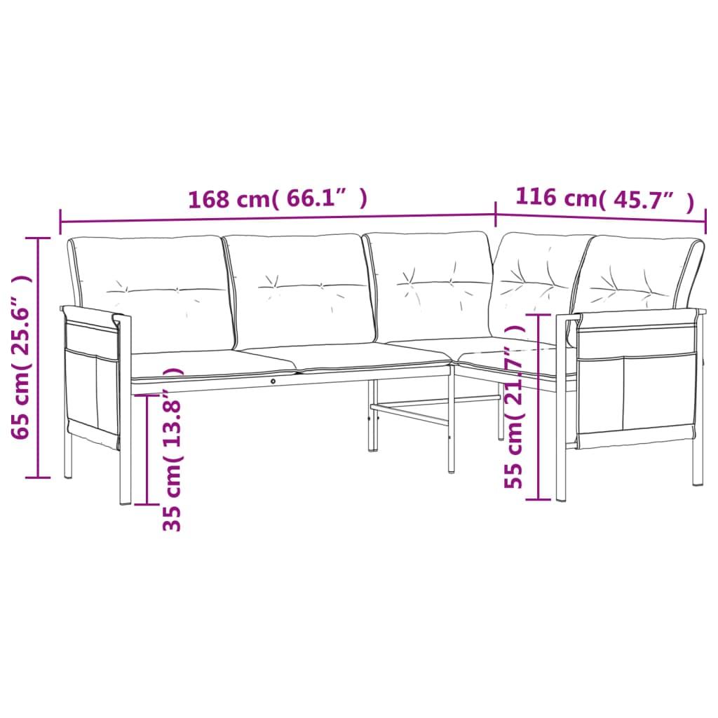 Garden Corner Sofa Anthracite Steel and Textilene
