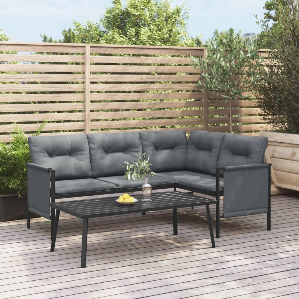 Garden Corner Sofa Anthracite Steel and Textilene