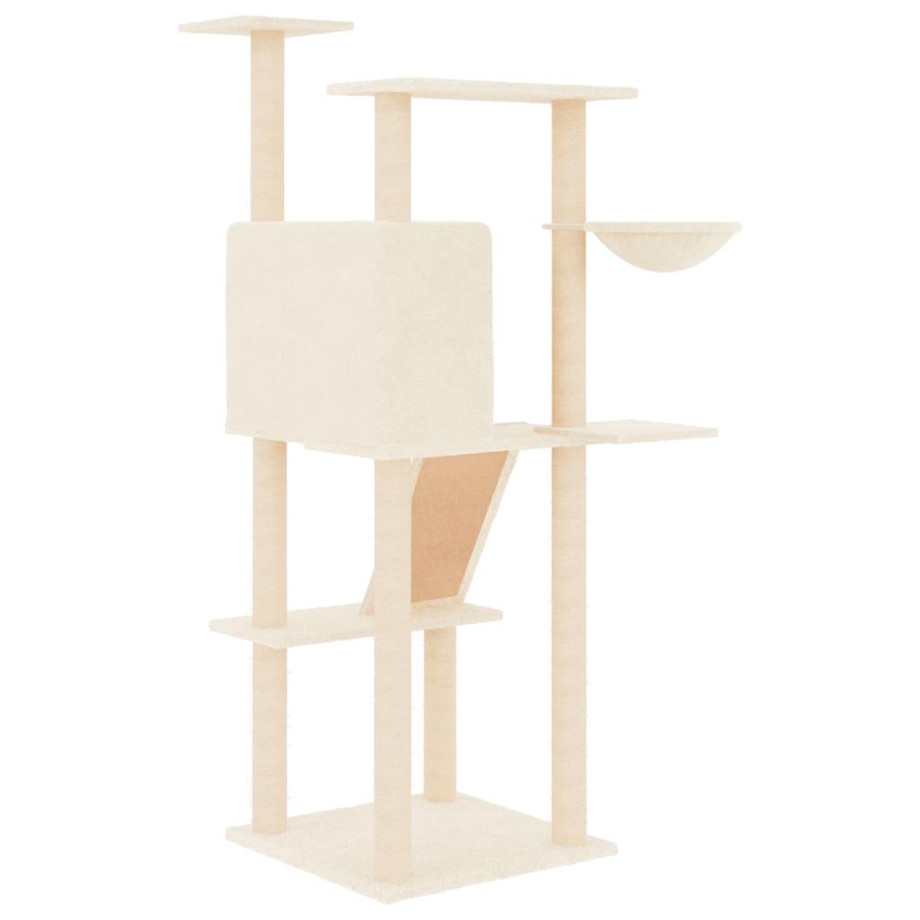 Cat Tree with Sisal Scratching Posts Cream 143 cm