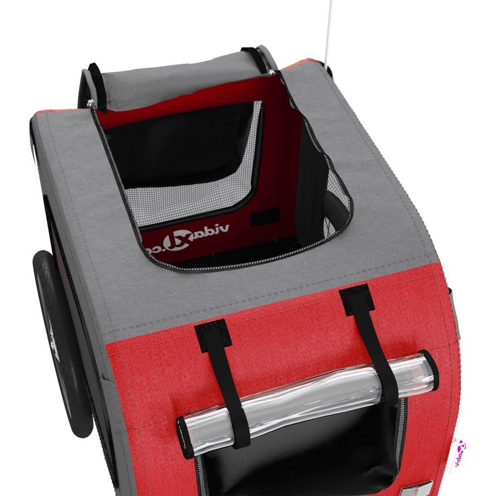 Pet Bike Trailer Red and Grey Oxford Fabric&Iron