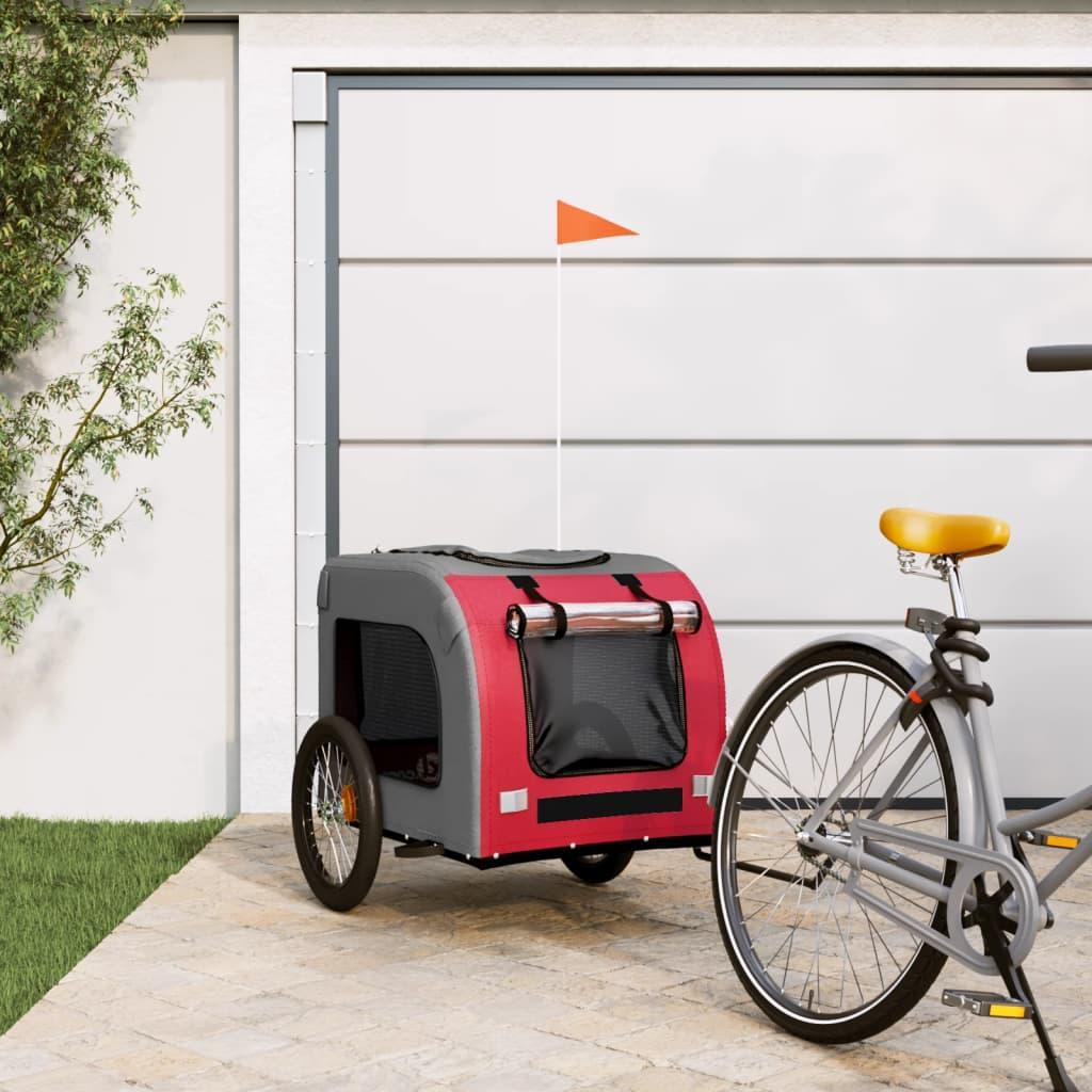 Pet Bike Trailer Red and Grey Oxford Fabric&amp;Iron