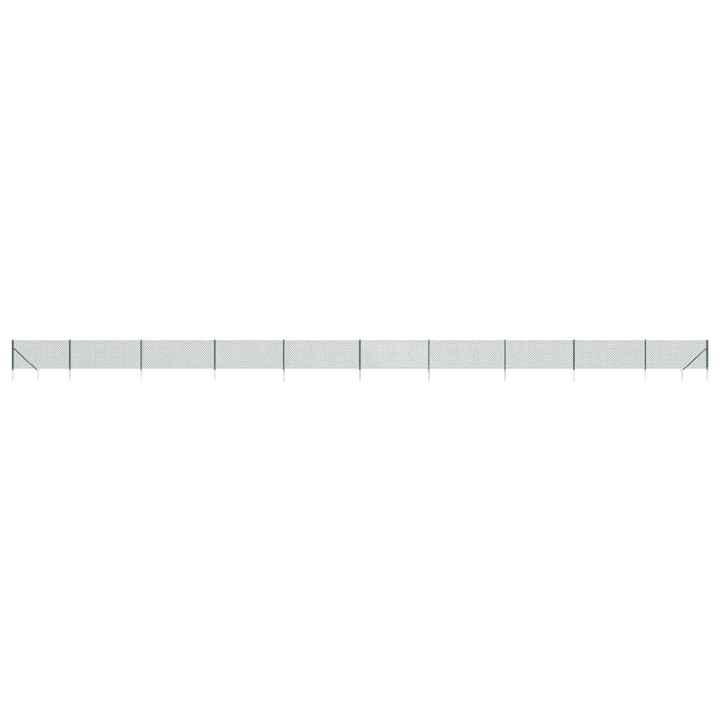Chain Link Fence with Spike Anchors Green 1x25 m