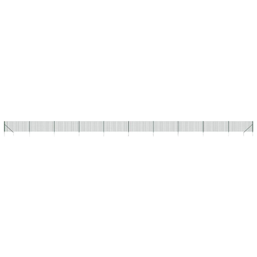 Wire Mesh Fence with Spike Anchors Green 1x25 m
