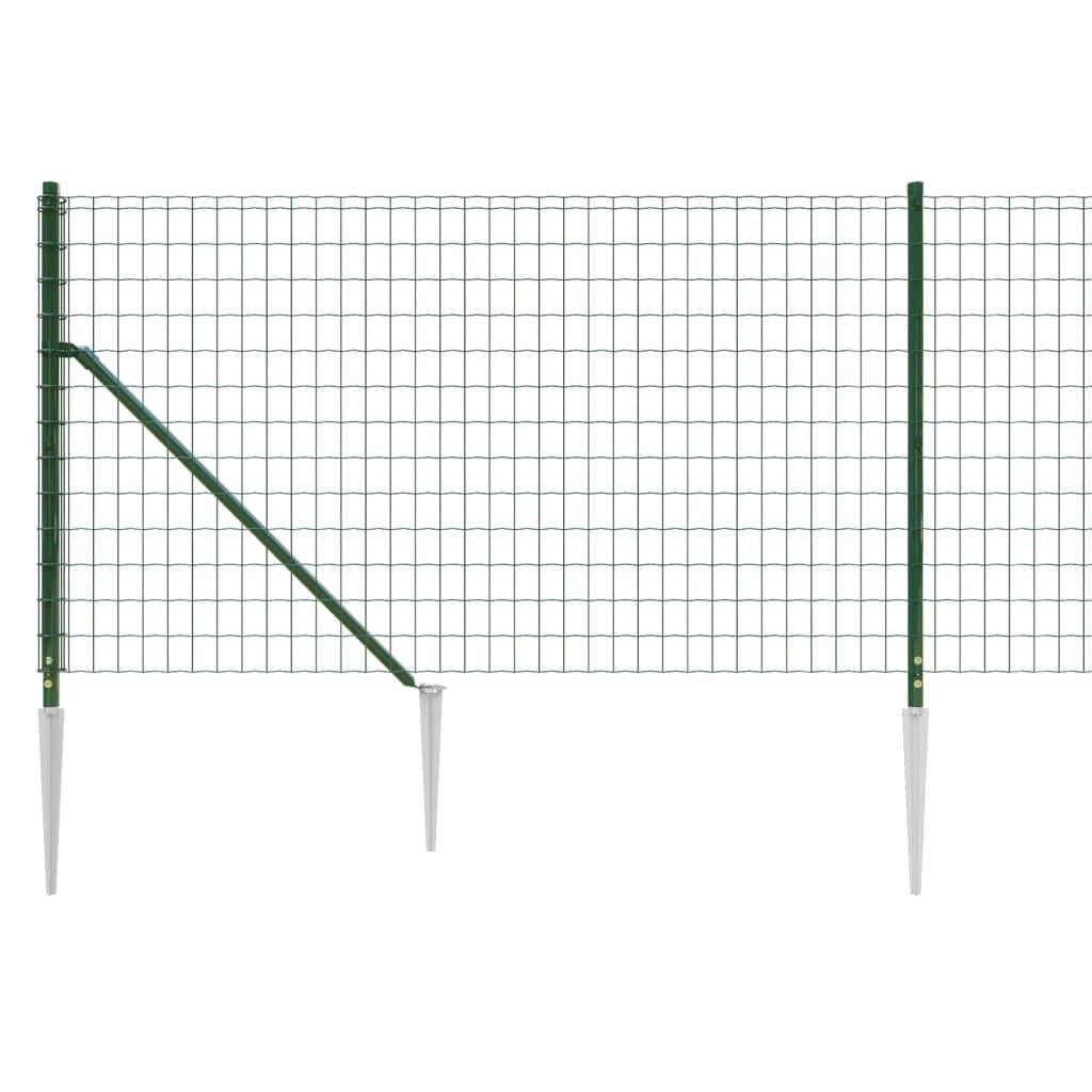 Wire Mesh Fence with Spike Anchors Green 1x25 m