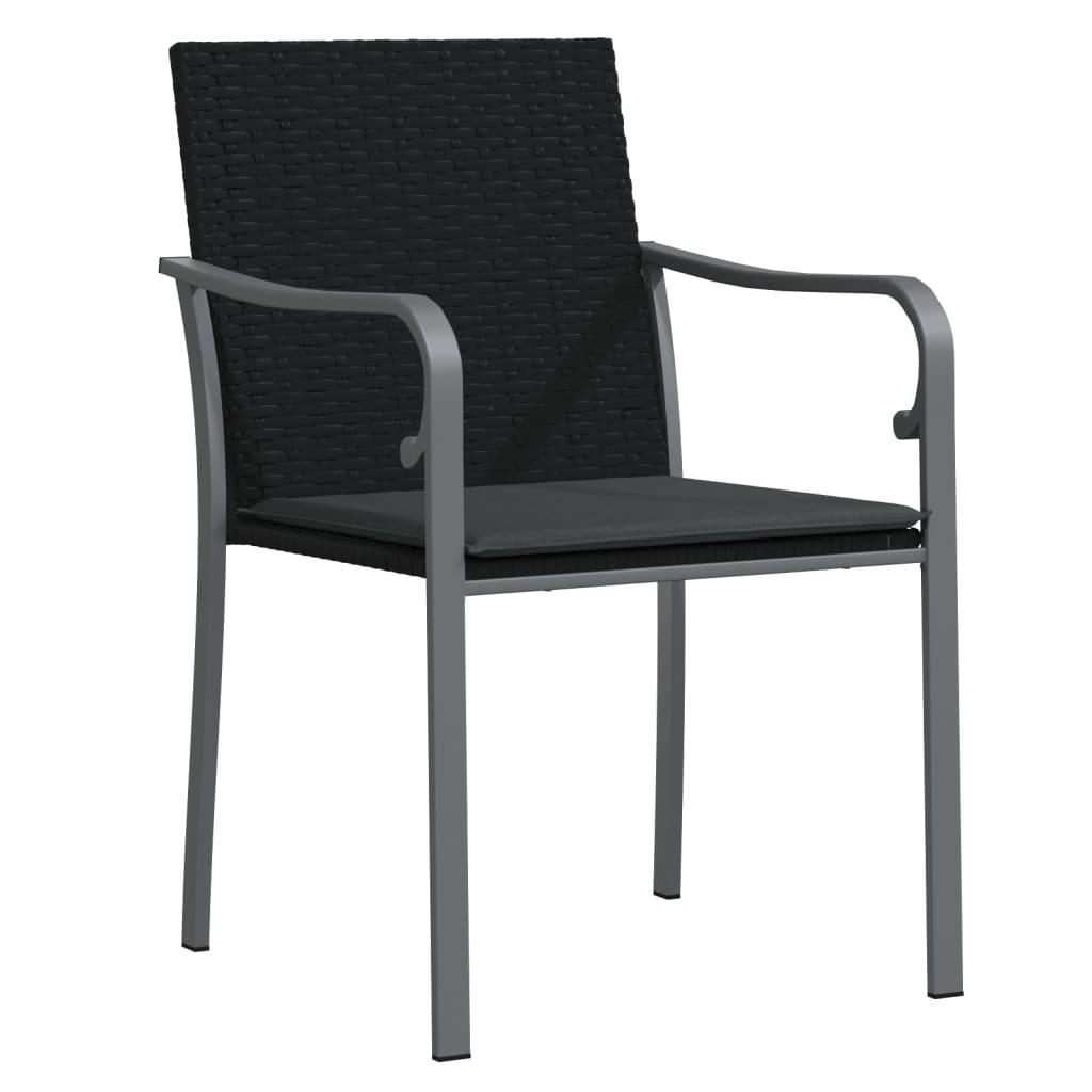Garden Chairs with Cushions 2 pcs Black 56x59x84 cm Poly Rattan