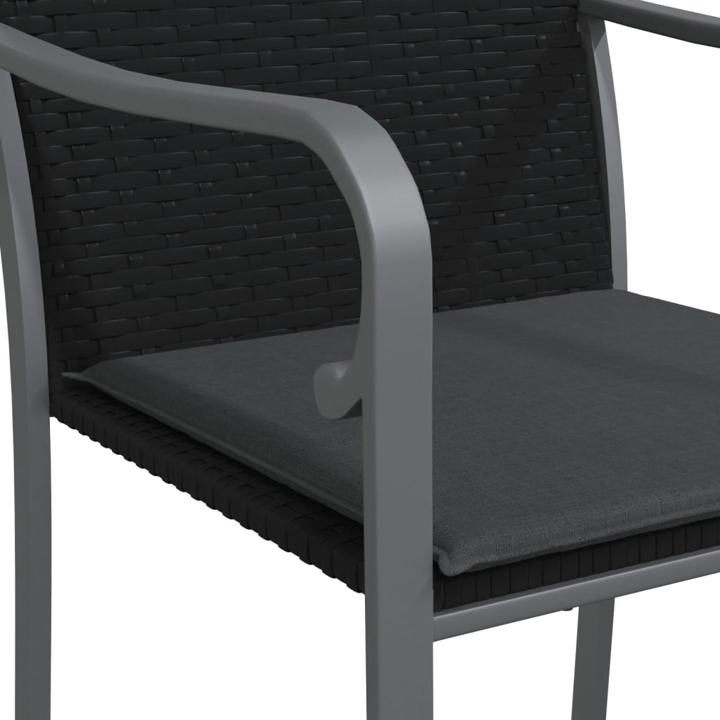 Garden Chairs with Cushions 2 pcs Black 56x59x84 cm Poly Rattan