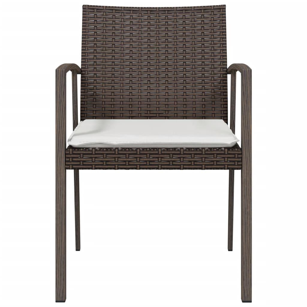 Garden Chairs with Cushions 2 pcs Brown 56.5x57x83 cm Poly Rattan
