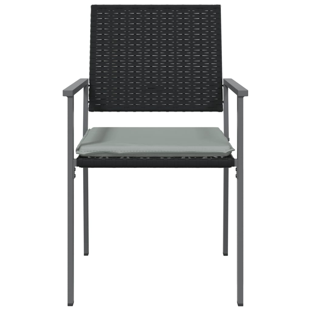 Garden Chairs with Cushions 2 pcs Black 54x62.5x89 cm Poly Rattan