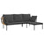 3 Piece Garden Lounge Set with Dark Grey Cushions Poly Rattan