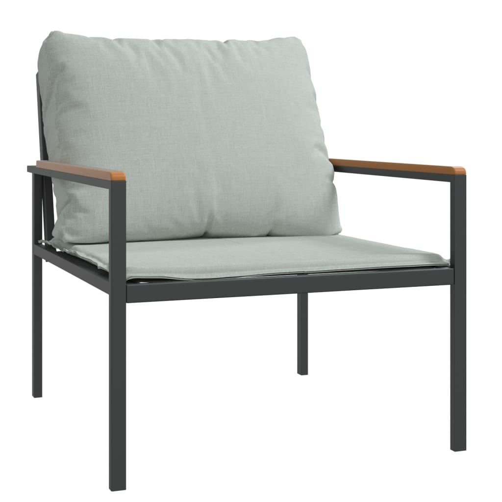 3 Piece Garden Lounge Set with Cushions Anthracite Steel