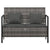 2-Seater Garden Bench with Cushions Grey Poly Rattan