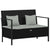 2-Seater Garden Bench with Cushions Black Poly Rattan