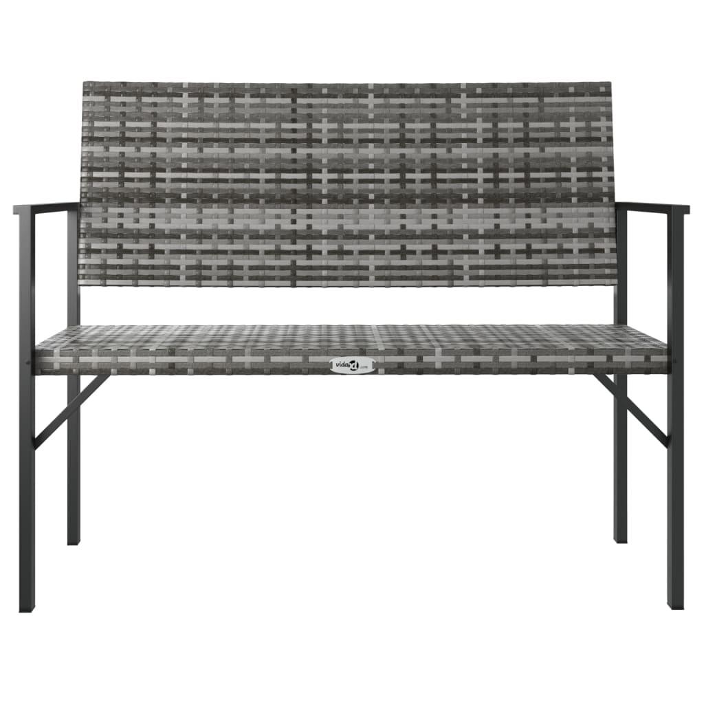 2-Seater Garden Bench Grey Poly Rattan