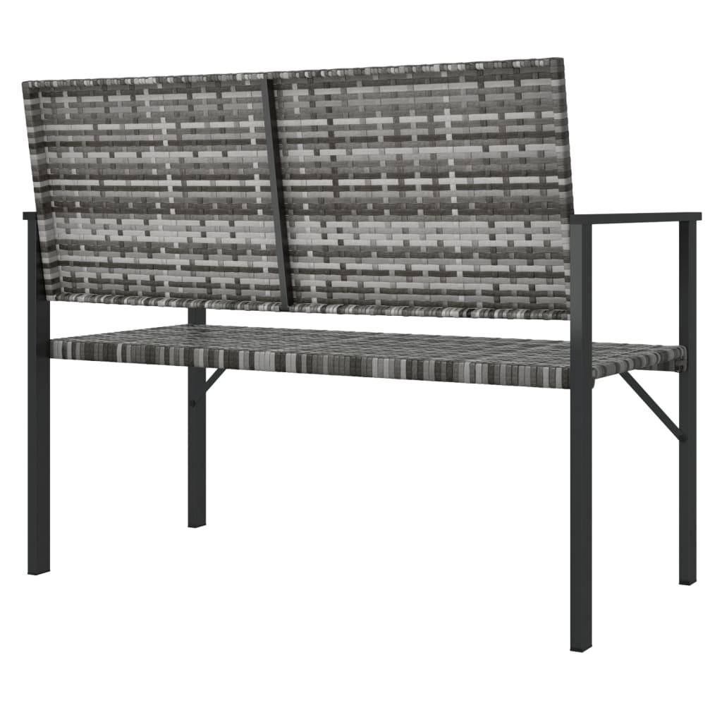 2-Seater Garden Bench Grey Poly Rattan