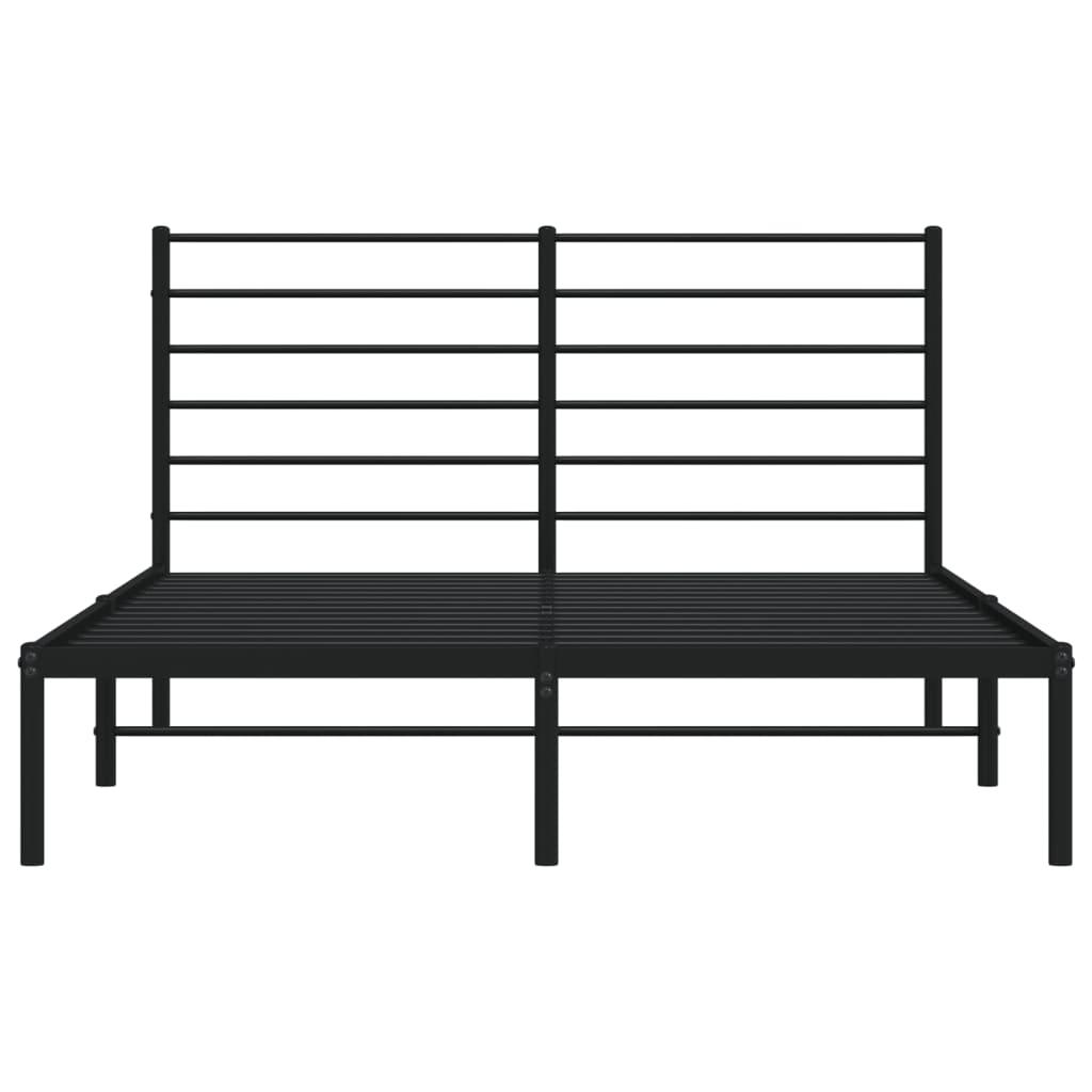 Metal Bed Frame without Mattress with Headboard Black 150x200 cm