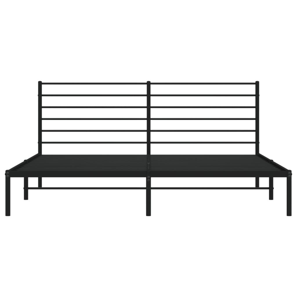 Metal Bed Frame without Mattress with Headboard Black 183x203 cm King