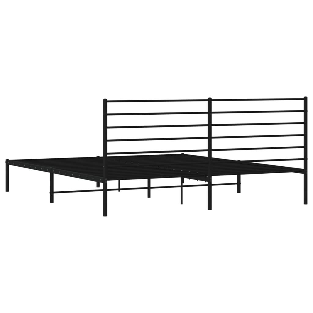 Metal Bed Frame without Mattress with Headboard Black 183x203 cm King