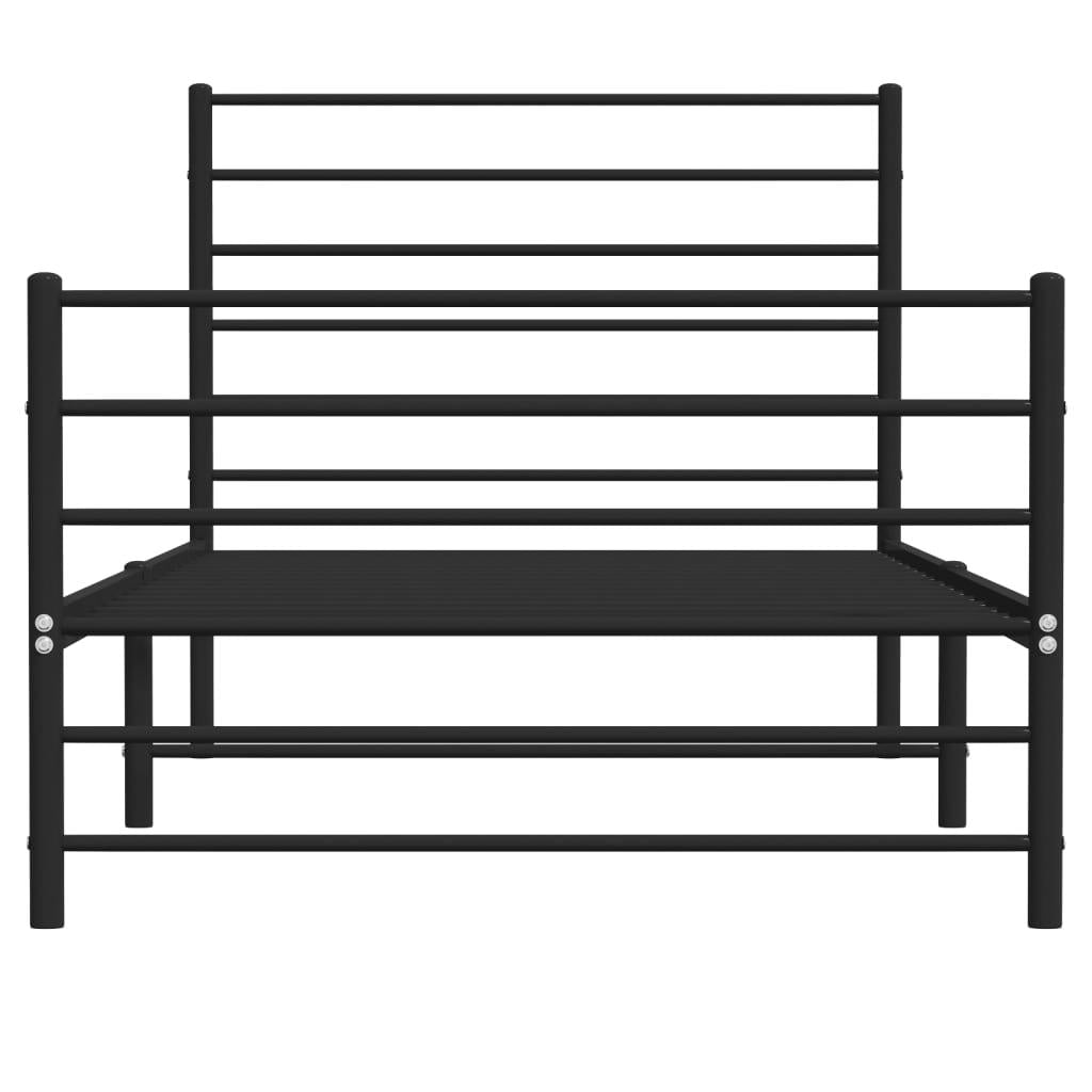 Metal Bed Frame without Mattress with Footboard Black 90x190 cm