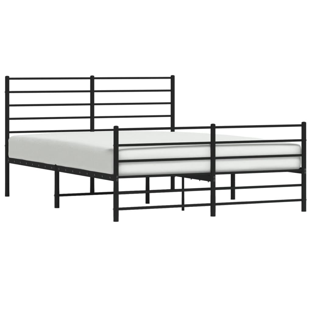 Metal Bed Frame without Mattress with Footboard Black 150x200 cm