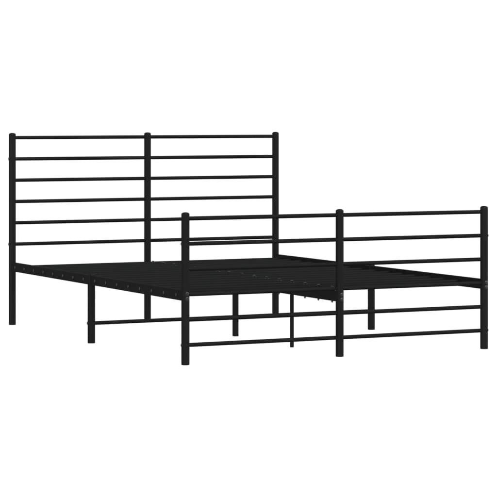 Metal Bed Frame without Mattress with Footboard Black 150x200 cm