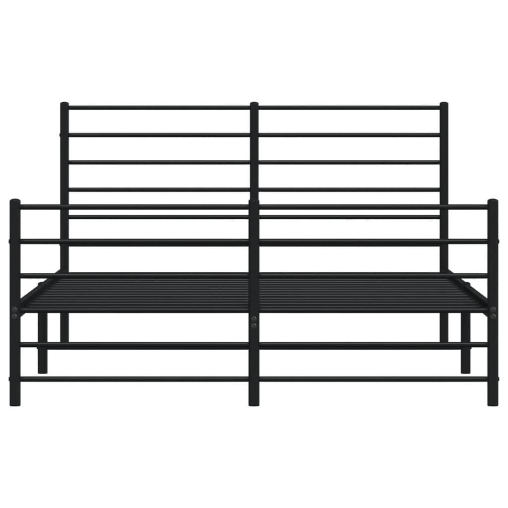 Metal Bed Frame without Mattress with Footboard Black 150x200 cm