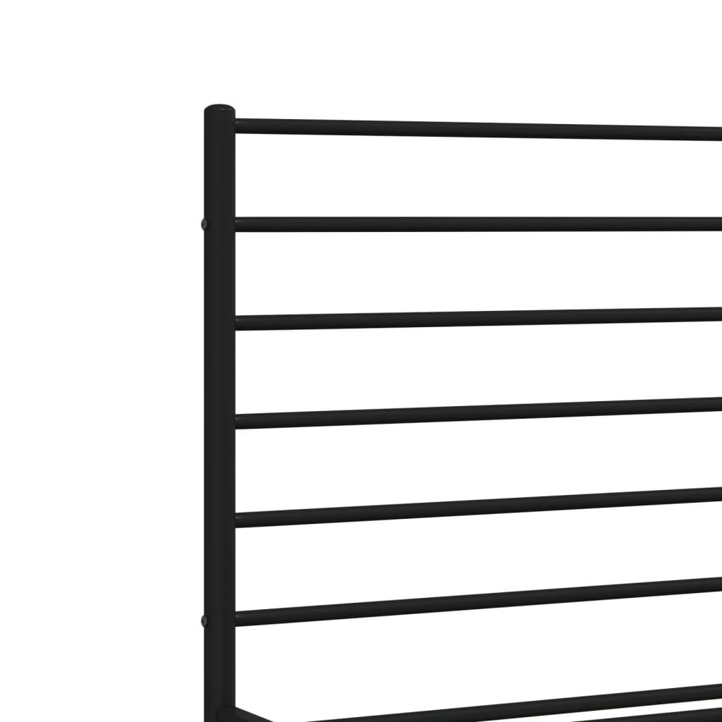 Metal Bed Frame without Mattress with Footboard Black 150x200 cm