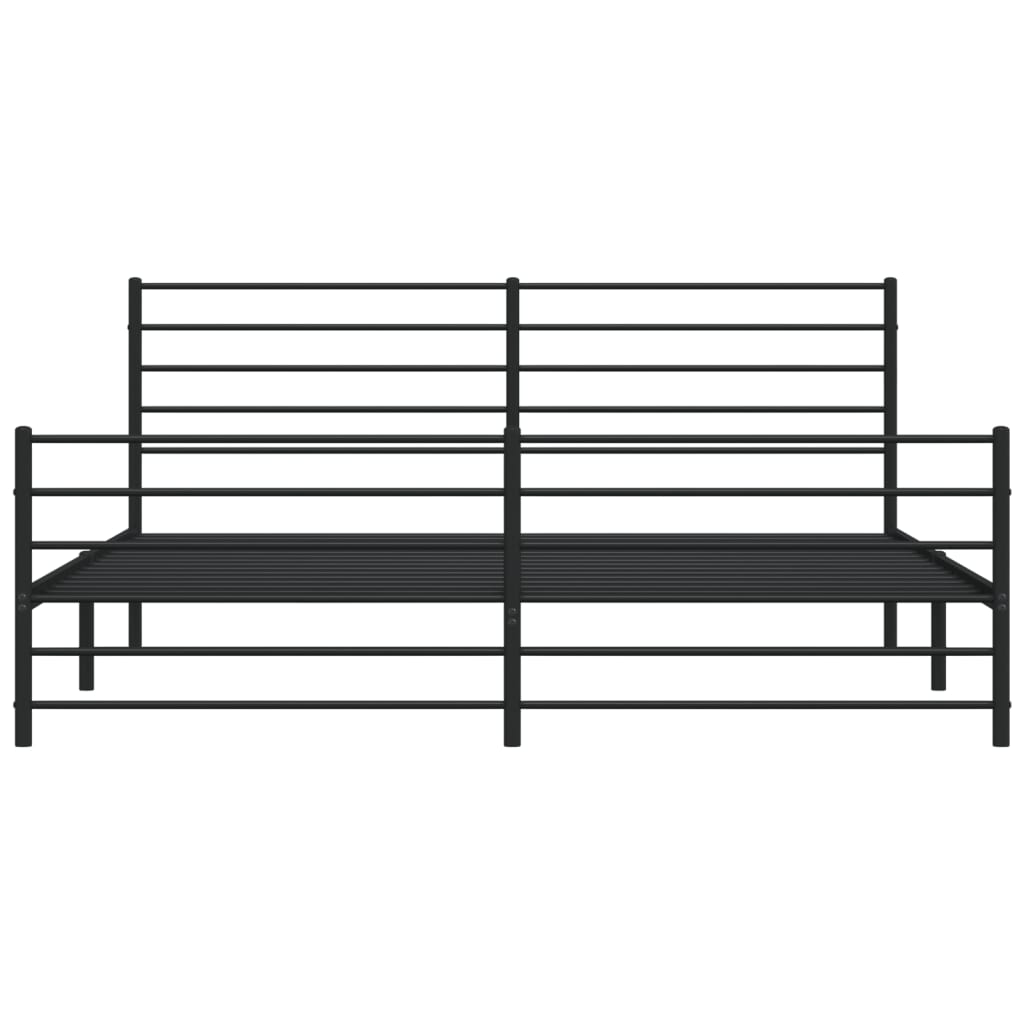 Metal Bed Frame without Mattress with Footboard Black 183x203 cm King