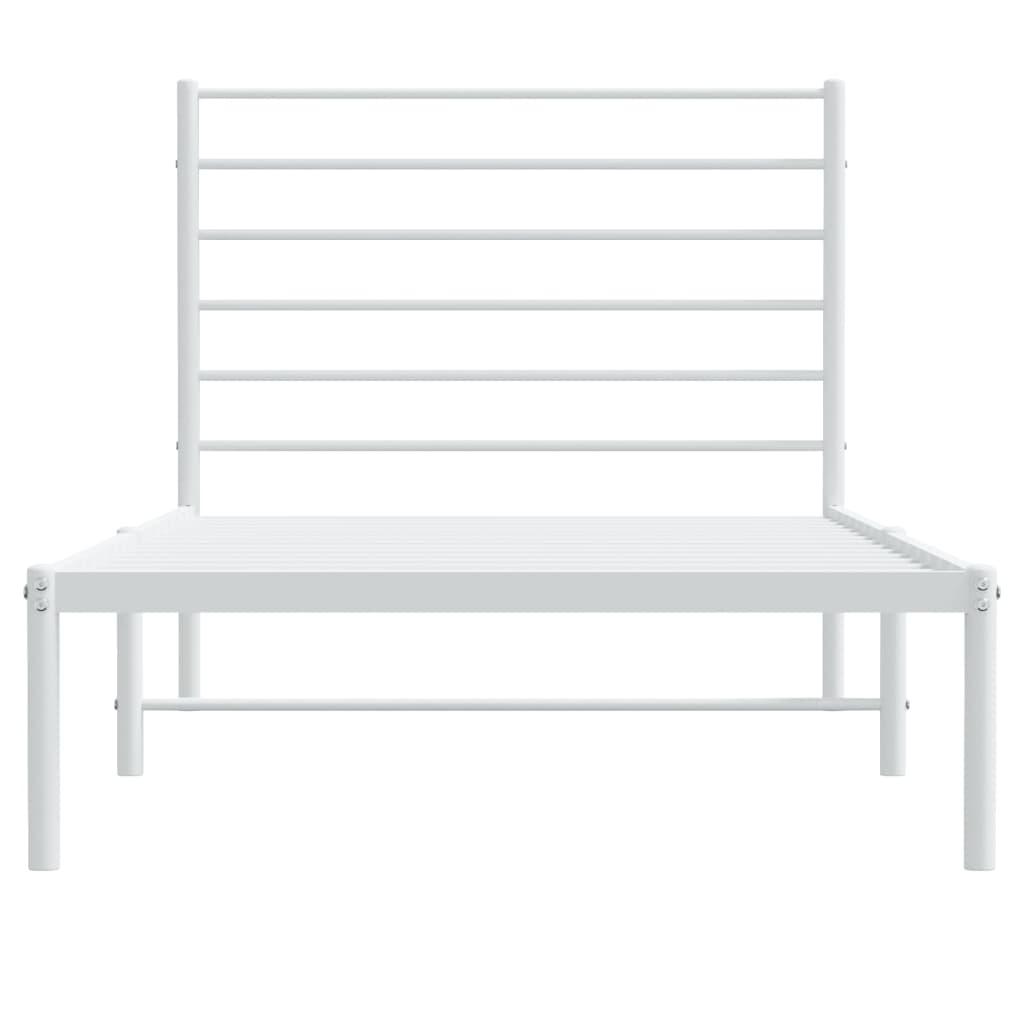 Metal Bed Frame without Mattress with Headboard White 90x190 cm